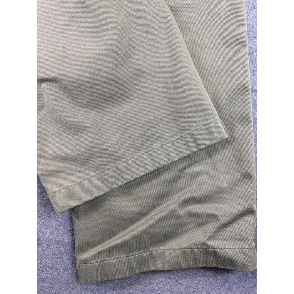LL Bean Chino Pants Women 12P Olive Green Classic Fit Straight Leg Stretch Waist